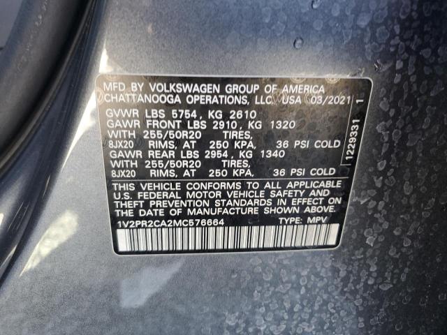 2021 VOLKSWAGEN ATLAS SE 1V2PR2CA2MC576664