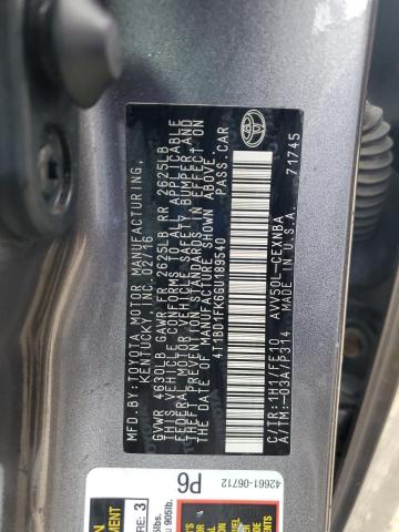 2016 TOYOTA CAMRY HYBR 4T1BD1FK6GU189540
