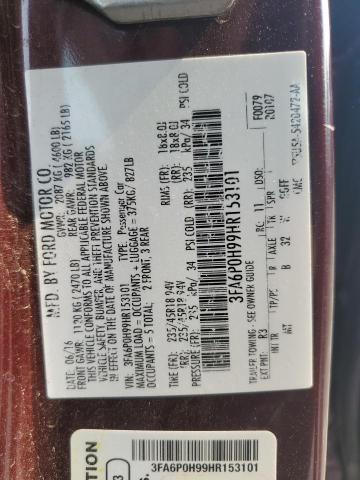 2017 FORD FUSION SE 3FA6P0H99HR153101