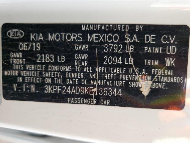 2019 KIA FORTE FE 3KPF24AD9KE136344