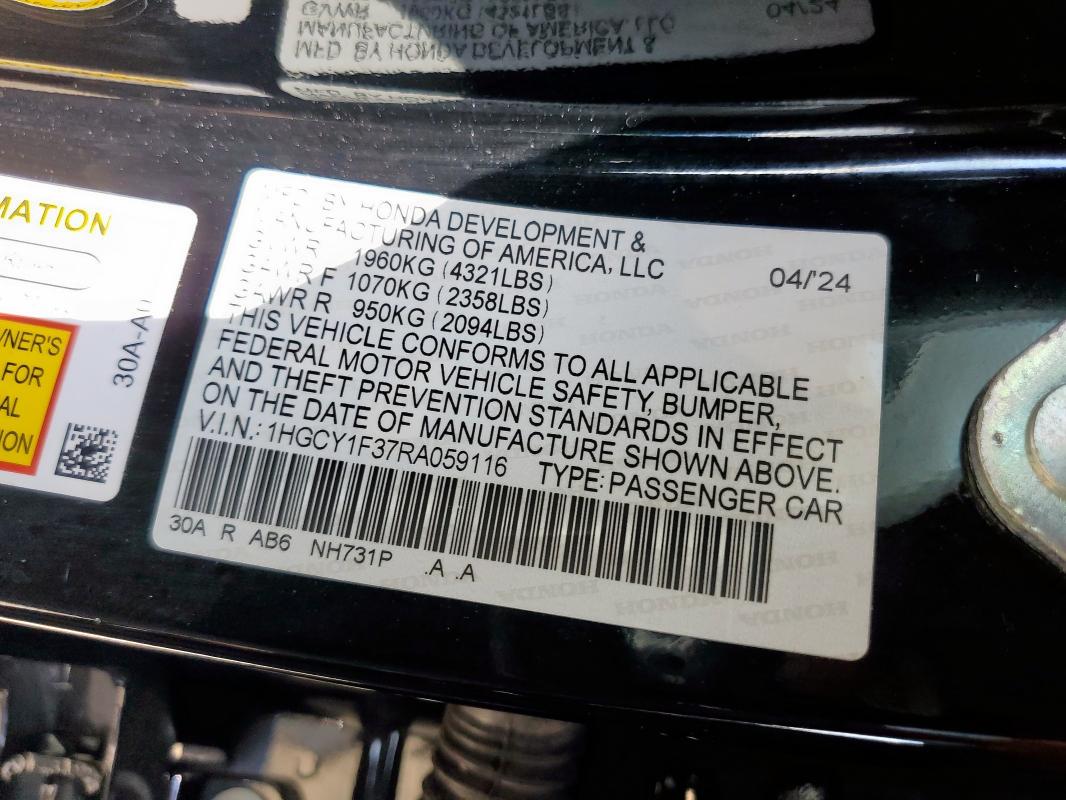 2024 HONDA ACCORD EX 1HGCY1F37RA059116
