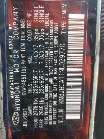 2022 HYUNDAI TUCSON BLU - KM8JBCA11NU029770