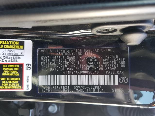 2021 TOYOTA CAMRY TRD - 4T1KZ1AK0MU050010