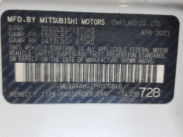 2023 MITSUBISHI MIRAGE SE ML32AWHJ2PH005818