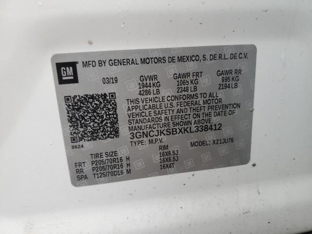 2019 CHEVROLET TRAX LS 3GNCJKSBXKL338412