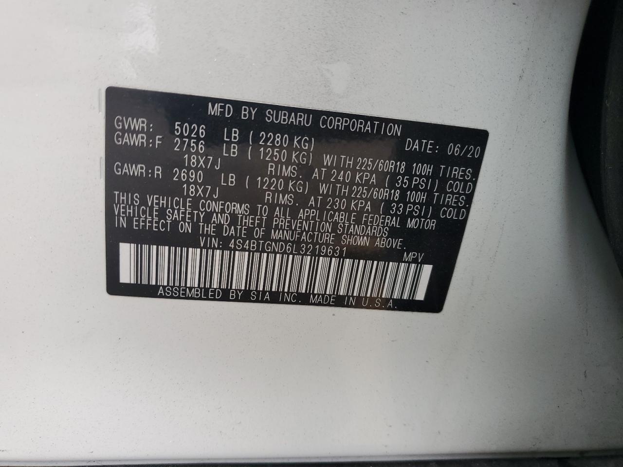 SUBARU OUTBACK LIMITED XT