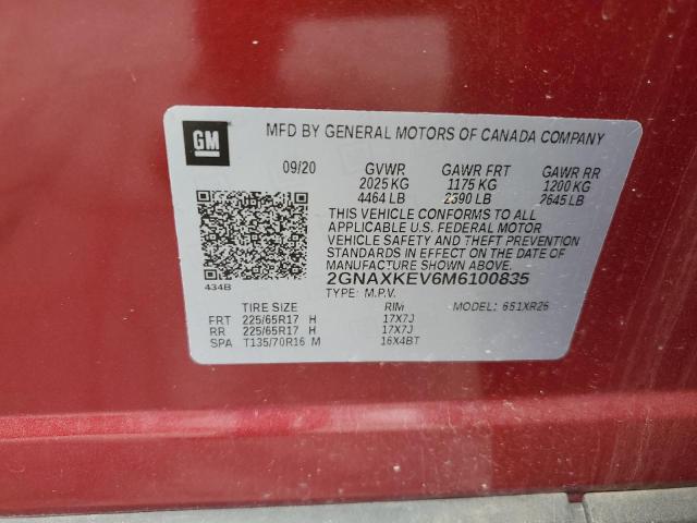 2021 CHEVROLET EQUINOX LT - 2GNAXKEV6M6100835
