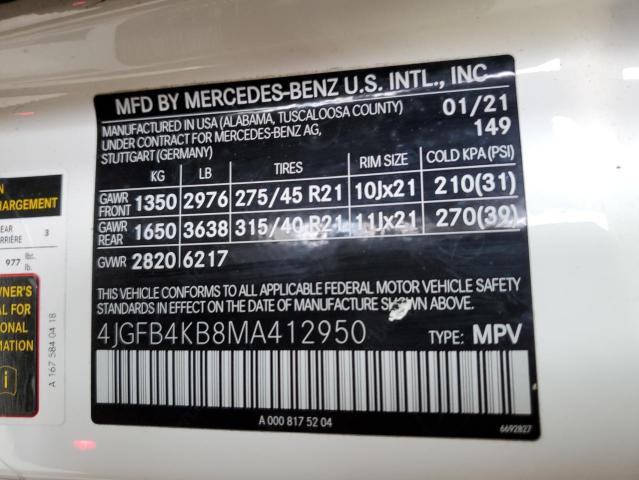 2021 MERCEDES-BENZ GLE 350 4M - 4JGFB4KB8MA412950
