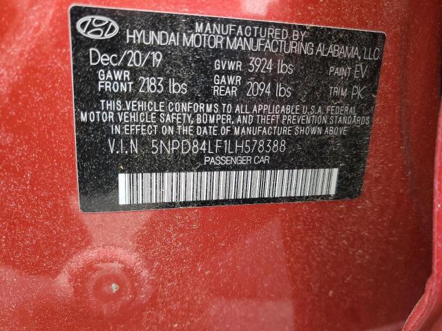 2020 HYUNDAI ELANTRA SE 5NPD84LF1LH578388