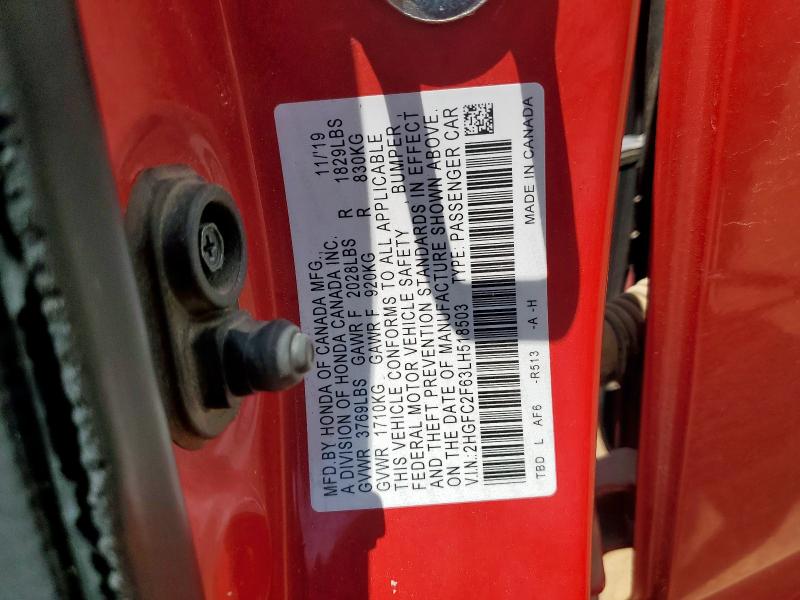 2020 HONDA CIVIC LX - 2HGFC2F63LH518503