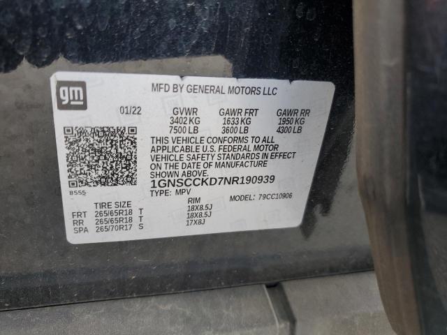 2022 CHEVROLET SUBURBAN C 1GNSCCKD7NR190939