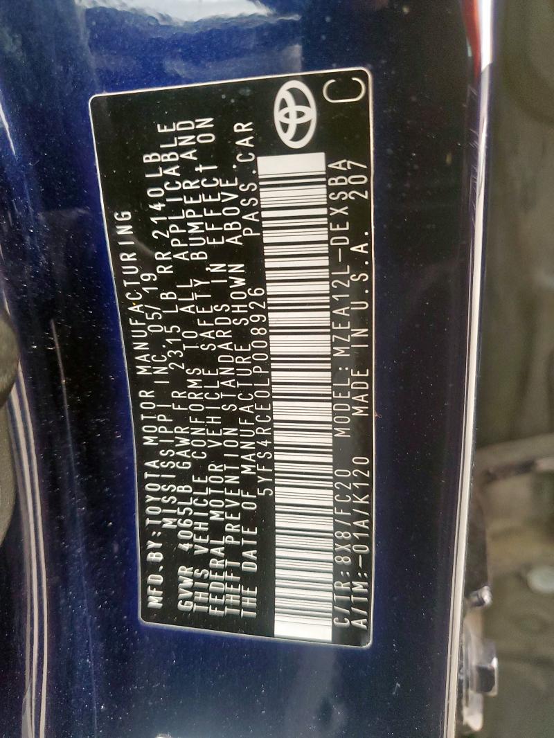 2020 TOYOTA COROLLA SE - 5YFS4RCE0LP008926