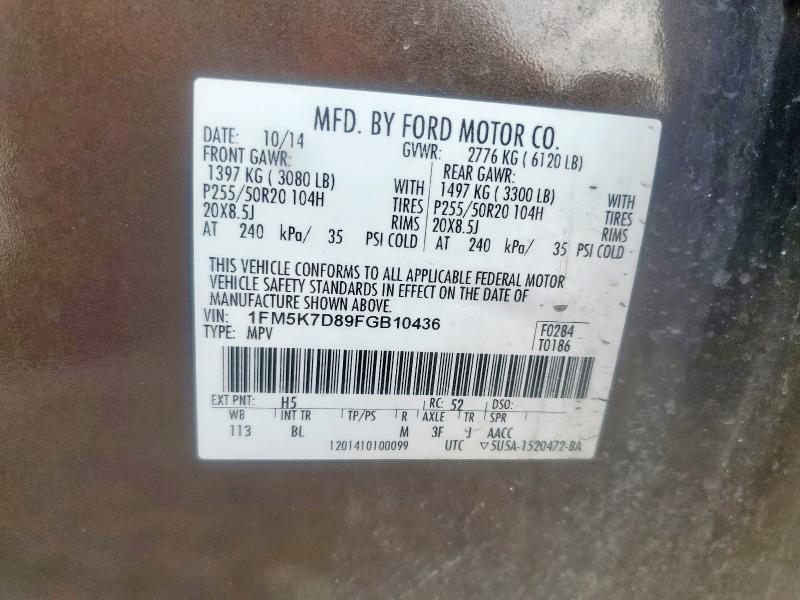 2015 FORD EXPLORER X 1FM5K7D89FGB10436