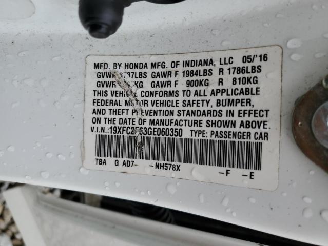 2016 HONDA CIVIC LX - 19XFC2F63GE060350