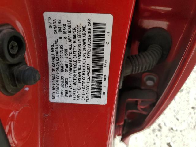 2018 HONDA CIVIC SI 2HGFC1E52JH705635