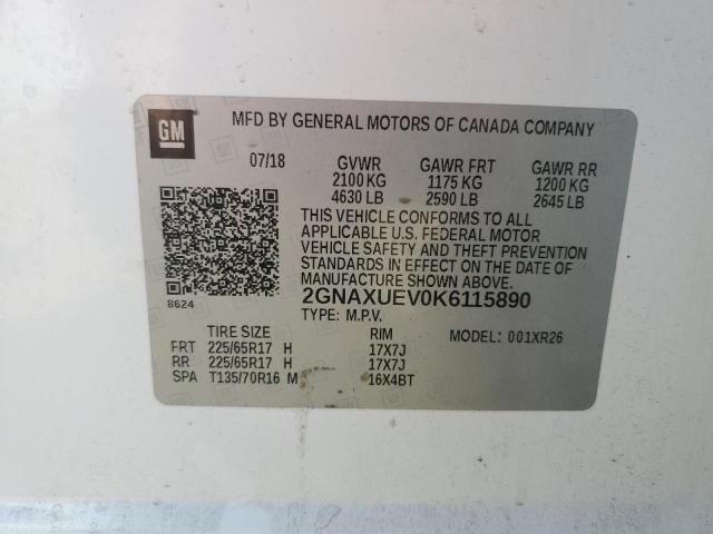 2019 CHEVROLET EQUINOX LT - 2GNAXUEV0K6115890