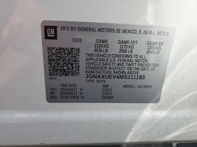 2021 CHEVROLET EQUINOX LT - 3GNAXUEV4MS111183