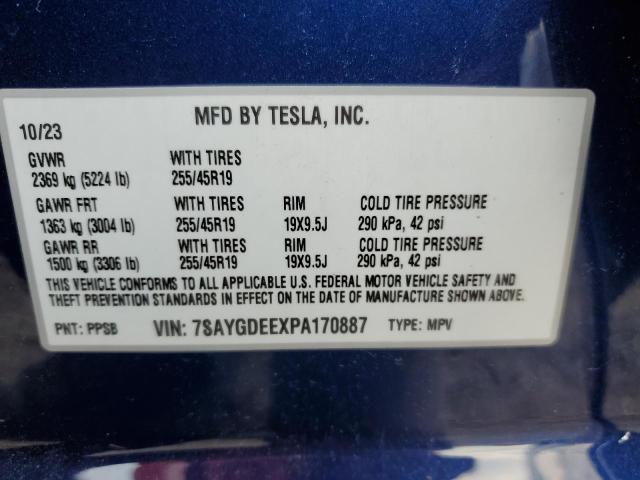 2023 TESLA MODEL Y 7SAYGDEEXPA170887