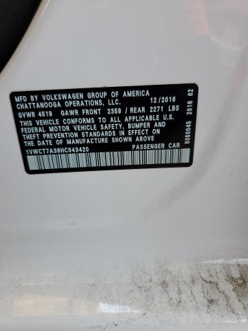 2017 VOLKSWAGEN PASSAT SEL 1VWCT7A38HC043420