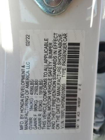 2022 HONDA CIVIC EXL 19XFL1H70NE010955
