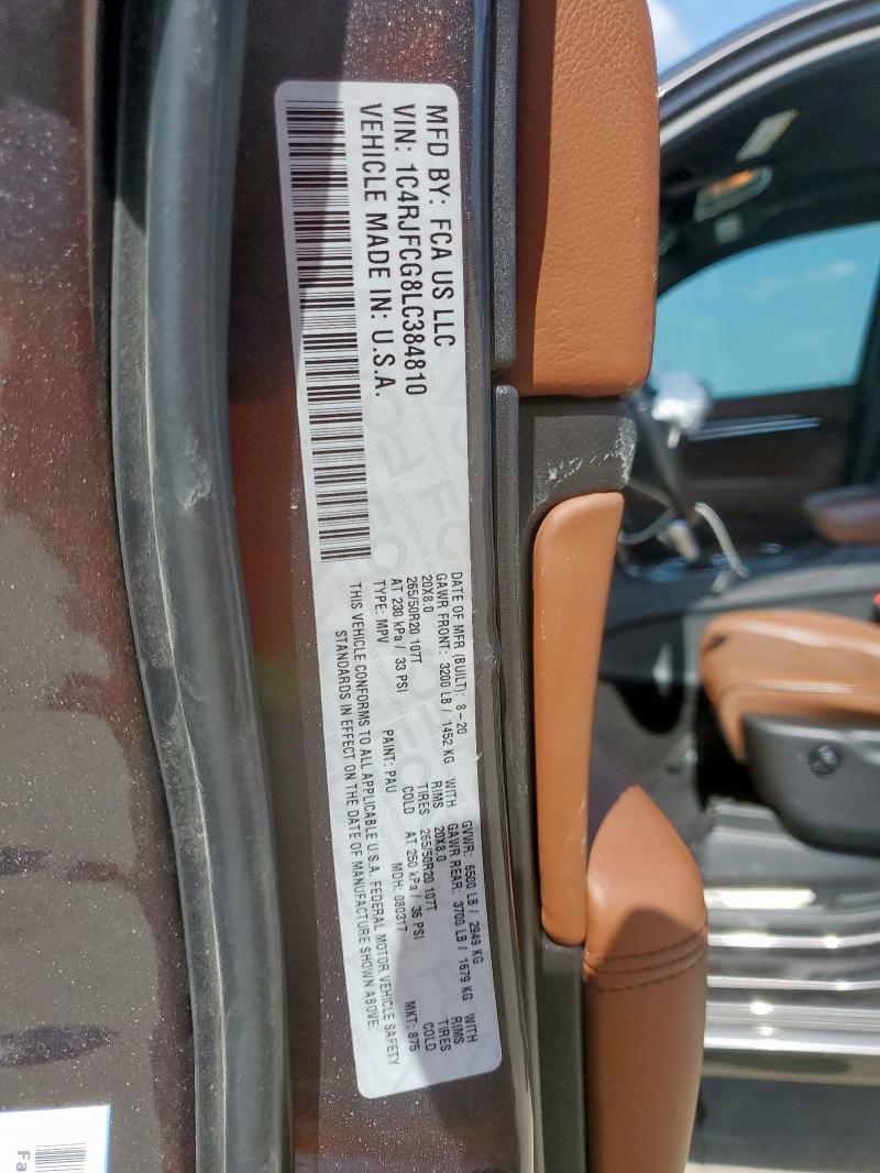 2020 JEEP GRAND CHER - 1C4RJFCG8LC384810