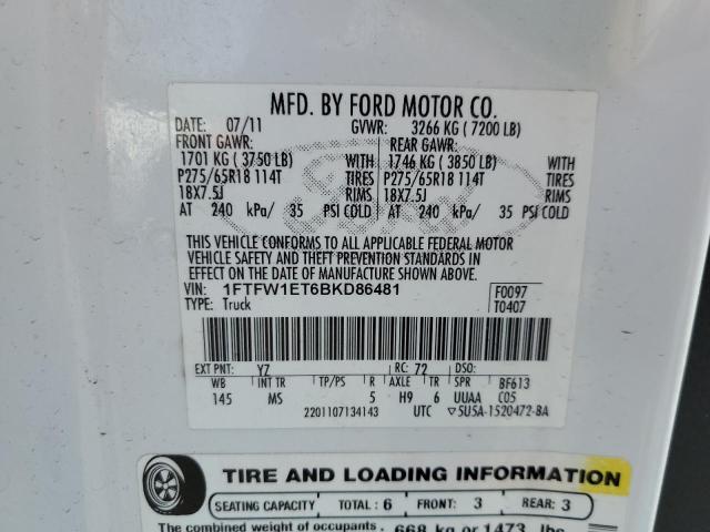 2011 FORD F150 SUPER - 1FTFW1ET6BKD86481