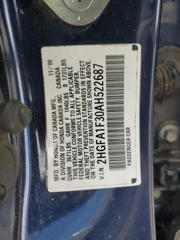 2hgfa1f30ah522687 - 2010 Honda civic vp - #60366335