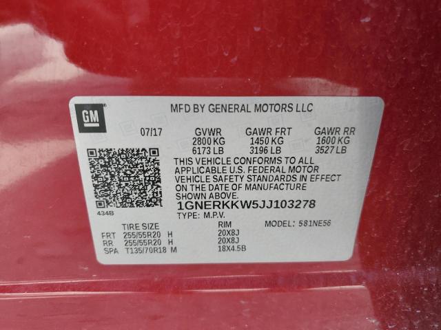 2018 CHEVROLET TRAVERSE PREMIER 1GNERKKW5JJ103278