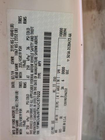 2019 FORD ESCAPE TIT 1FMCU9J97KUC57022