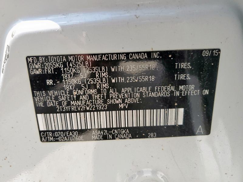 2015 TOYOTA RAV4 LIMIT 2T3YFREV2FW221923