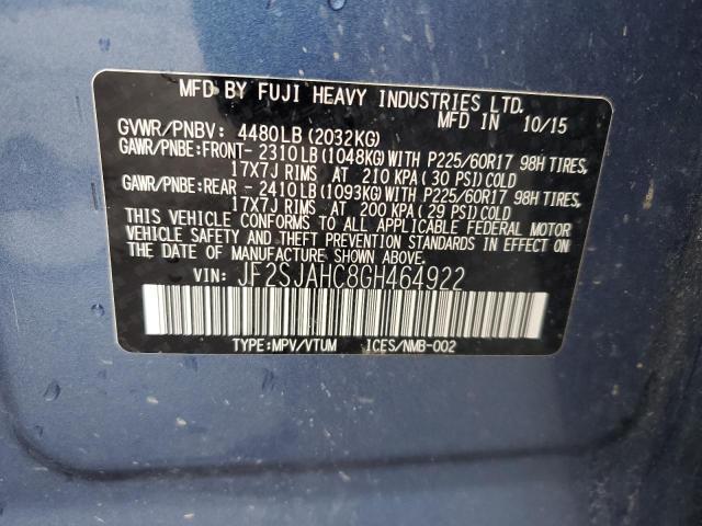 2016 SUBARU FORESTER 2 JF2SJAHC8GH464922