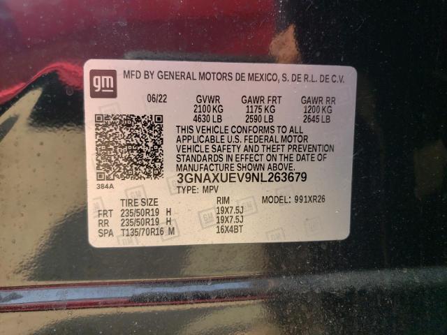 2022 CHEVROLET EQUINOX LT - 3GNAXUEV9NL263679