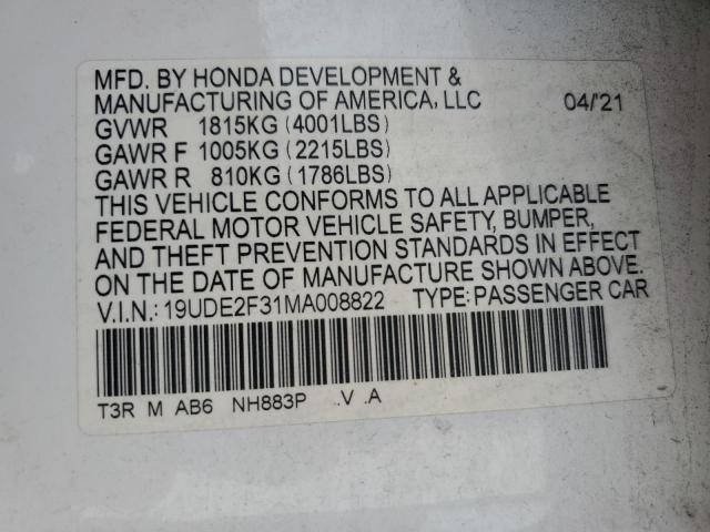 2021 ACURA ILX - 19UDE2F31MA008822
