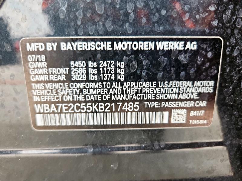 2019 BMW 740 I WBA7E2C55KB217485