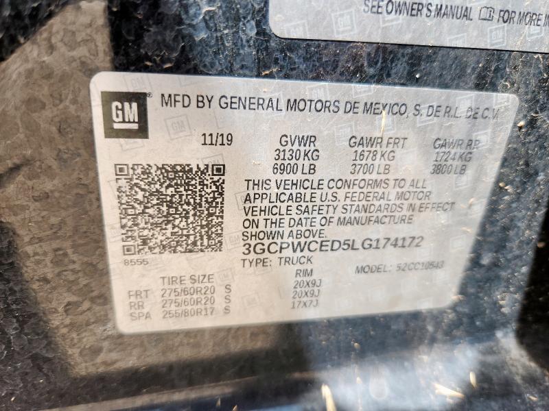 2020 CHEVROLET SILVERADO 3GCPWCED5LG174172
