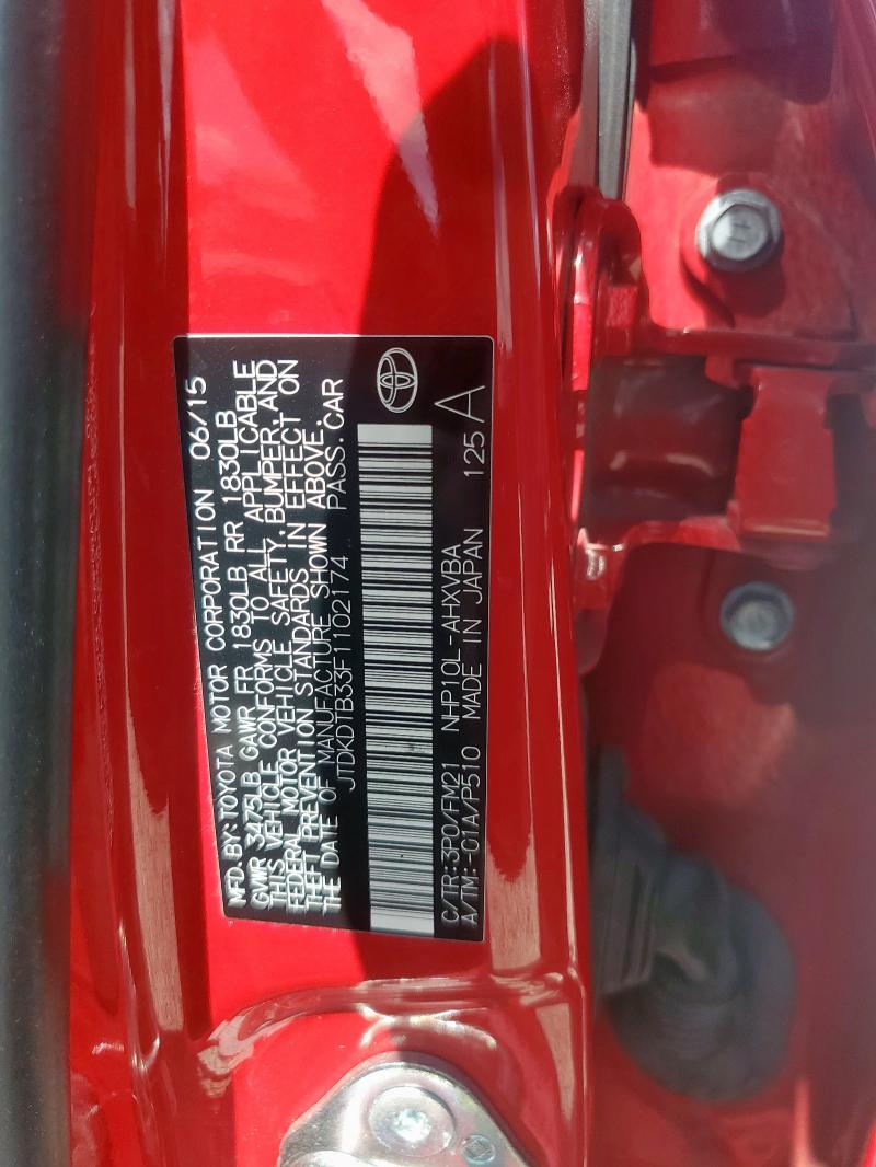 2015 TOYOTA PRIUS C JTDKDTB33F1102174