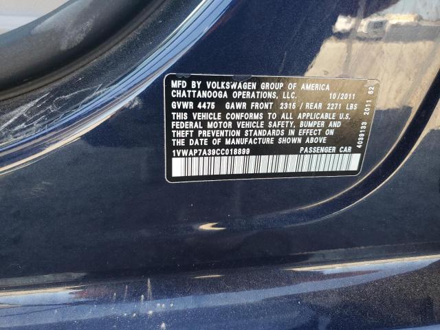 2012 VOLKSWAGEN PASSAT S - 1VWAP7A39CC018899