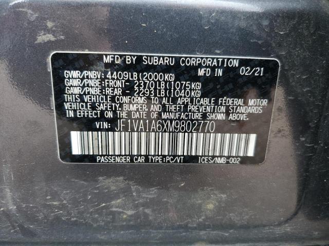 2021 SUBARU WRX JF1VA1A6XM9802770