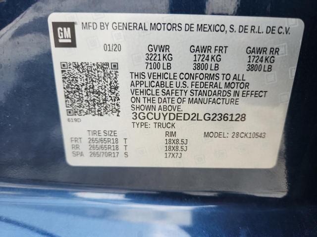 2020 CHEVROLET SILVERADO - 3GCUYDED2LG236128
