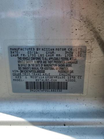 2016 NISSAN VERSA S 3N1CN7AP2GL880332