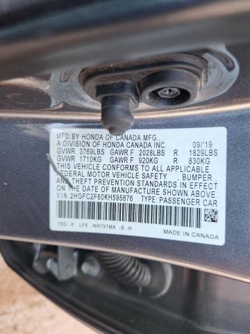2019 HONDA CIVIC LX - 2HGFC2F60KH595876