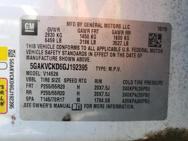 2016 BUICK ENCLAVE - 5GAKVCKD6GJ192395