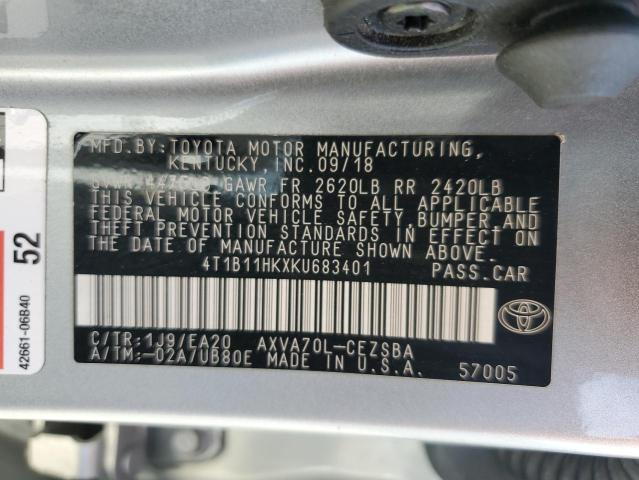 2019 TOYOTA CAMRY L - 4T1B11HKXKU683401