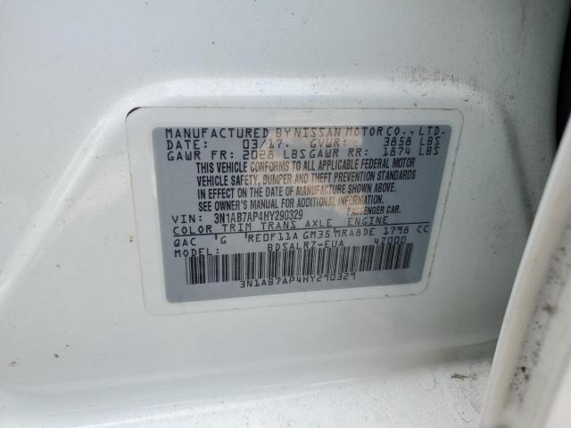 2017 NISSAN SENTRA S 3N1AB7AP4HY290329