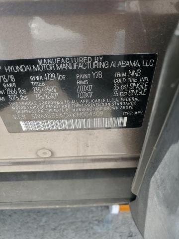 2019 HYUNDAI SANTA FE S 5NMS33AD7KH004309