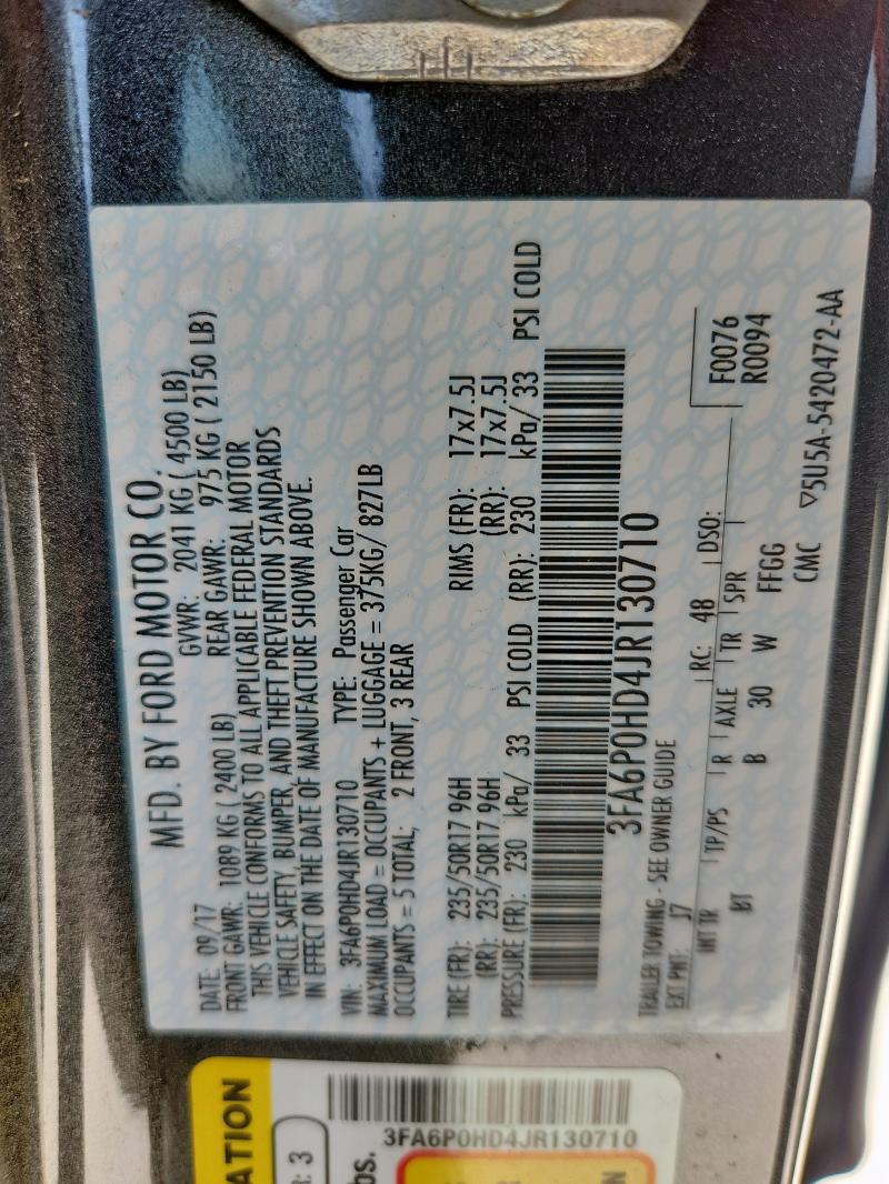 2018 FORD FUSION SE - 3FA6P0HD4JR130710