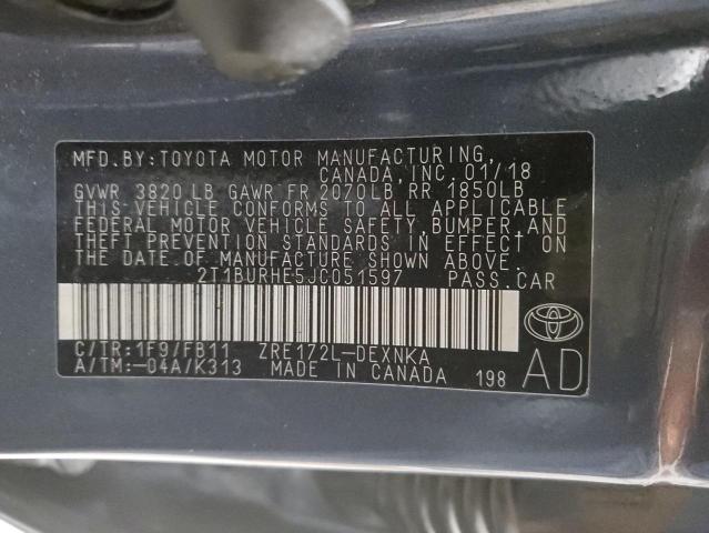 2018 TOYOTA COROLLA L - 2T1BURHE5JC051597