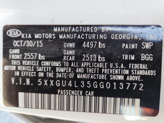 2016 KIA OPTIMA EX 5XXGU4L35GG013772