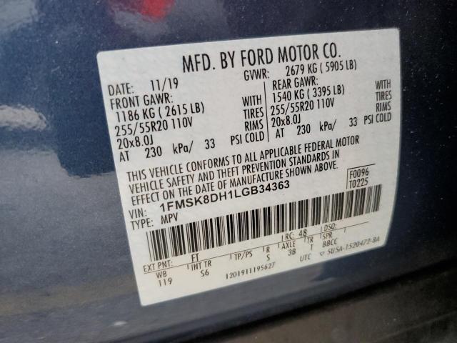 2020 FORD EXPLORER XLT 1FMSK8DH1LGB34363