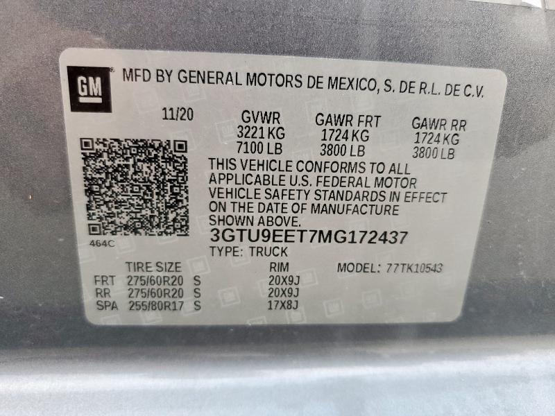 2021 GMC SIERRA K1500 AT4 3GTU9EET7MG172437